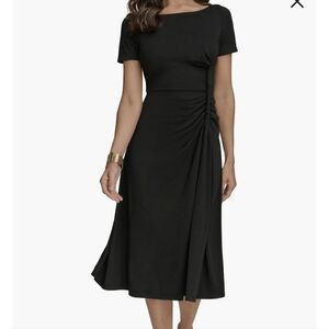 Donna Karan Black Twist Knit Midi Dress